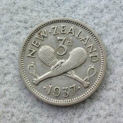 新西兰1937年乔治六世3便士银币 - 新西兰1937年乔治六世3便士银币