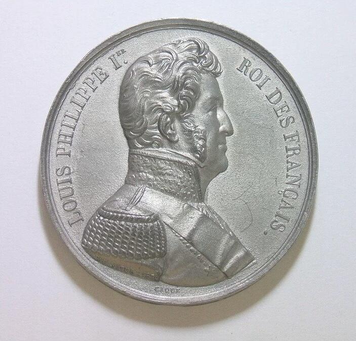 法国1830年 菲利普一世军装像高浮雕精制大合金章 50MM