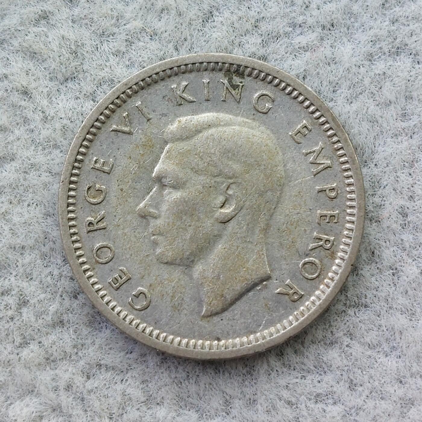 新西兰1937年乔治六世3便士银币