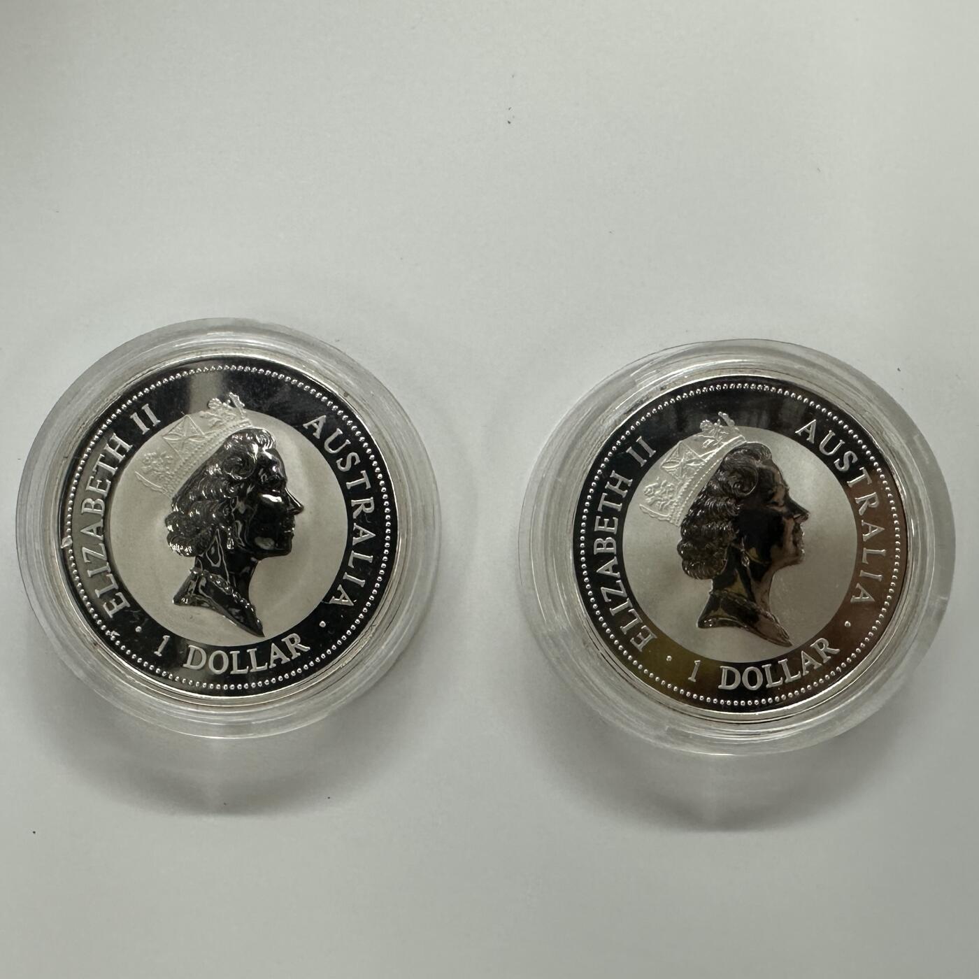 【金钰满堂钱币】拍卖第三十四期 金银币NGC评级币 纪念章 龙钞 1995年澳大利亚镶金翠鸟1盎司银币*2枚