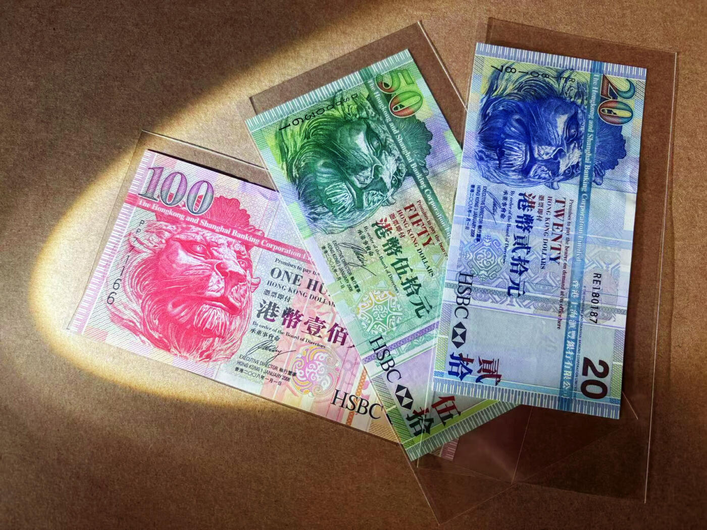 【Blue Auction】✨世界纸币精拍第585期【精】 【一组3张】香港 汇丰 2008年20-100元 全新UNC