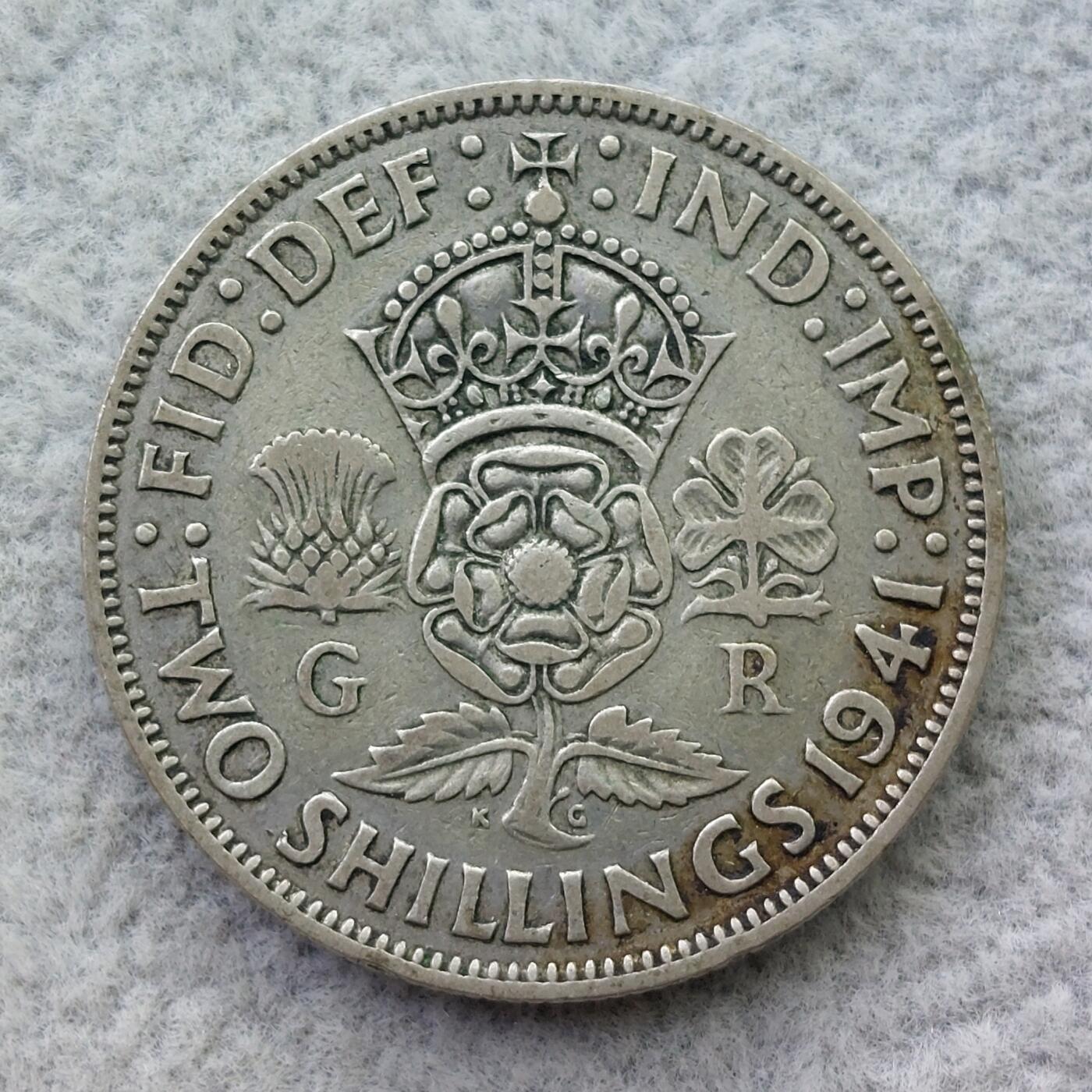 英国1941年乔治六世2先令（1佛罗林）银币