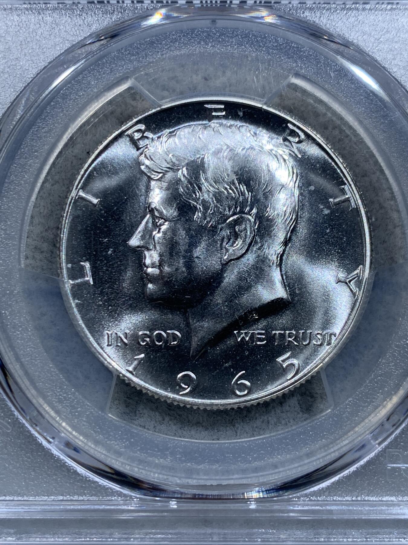 《竞宝斋》第332场 周日，周一 2场连拍 （全场包邮） PCGS SP66 美国 1965年 肯尼迪 半美元 银币