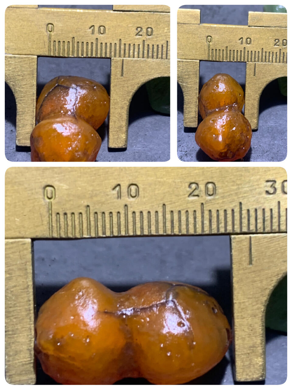 放福利！精美天然橘黄麻皮冰裂纹葫芦形阿拉善玛瑙原石珠子一颗