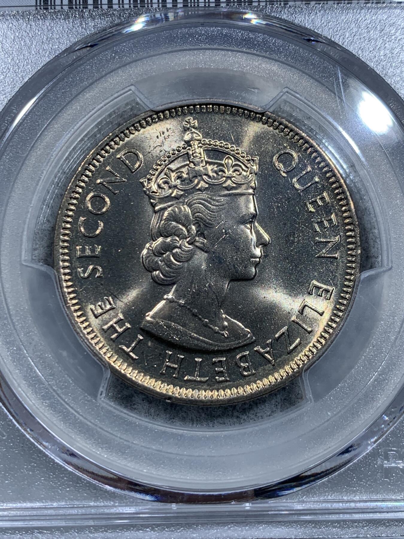 《竞宝斋》第332场 周日，周一 2场连拍 （全场包邮） PCGS MS65 香港1975年大一元镍币，皇冠版女王头像。流通充分的品种，丝滑转光，收藏级品质