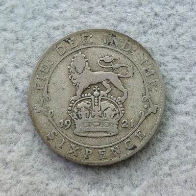 英国1921年乔治五世6便士银币 - 英国1921年乔治五世6便士银币