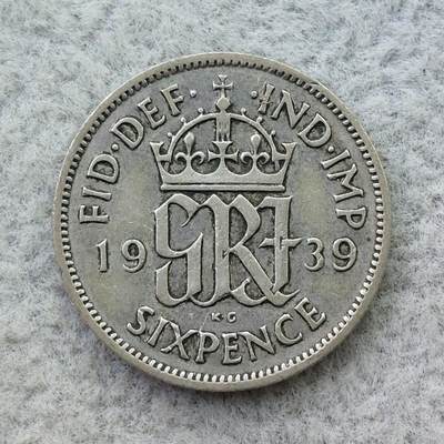 英国1939年乔治六世6便士银币 - 英国1939年乔治六世6便士银币