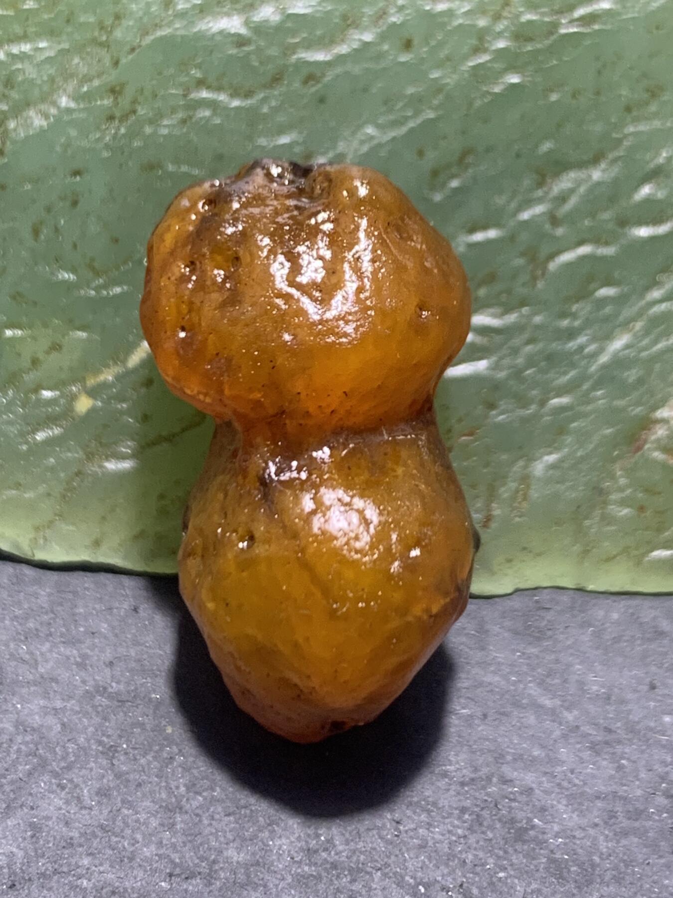 放福利！精美天然橘黄麻皮冰裂纹葫芦形阿拉善玛瑙原石珠子一颗