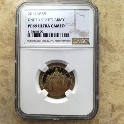 道一币馆币章第九十九场 - ngc pf69 美国2011年美国陆军历程5元精制纪念金币  8.36g 900gold 17173