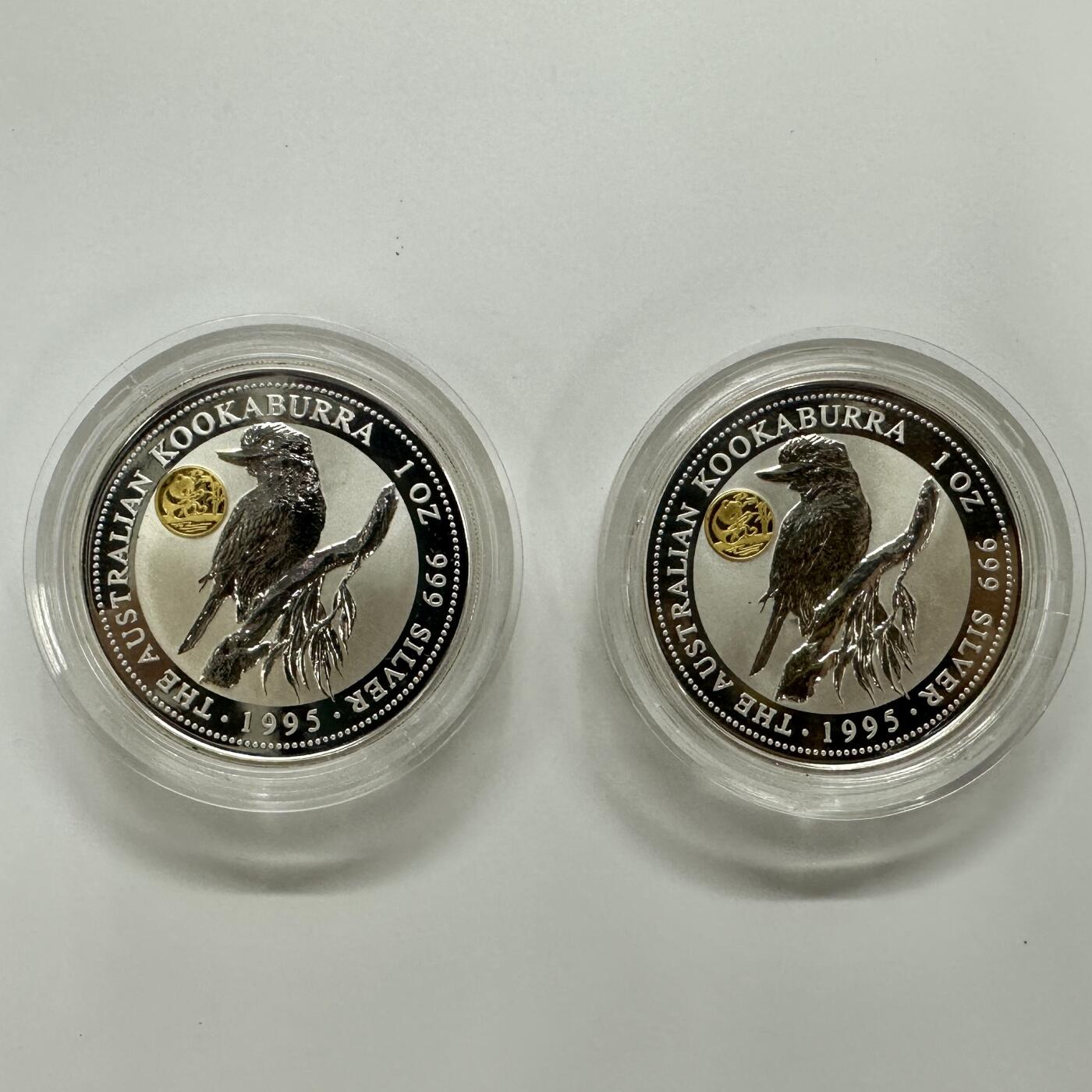 【金钰满堂钱币】拍卖第三十四期 金银币NGC评级币 纪念章 龙钞 1995年澳大利亚镶金翠鸟1盎司银币*2枚