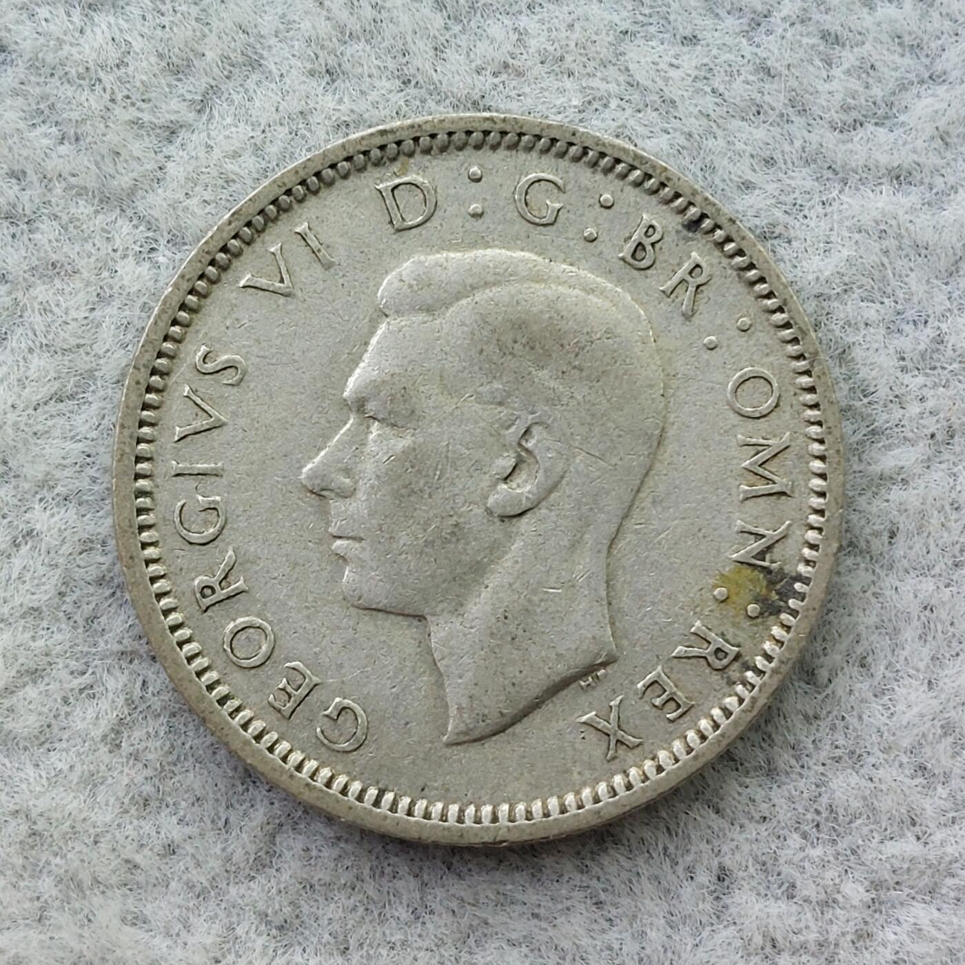 英国1942年乔治六世6便士银币