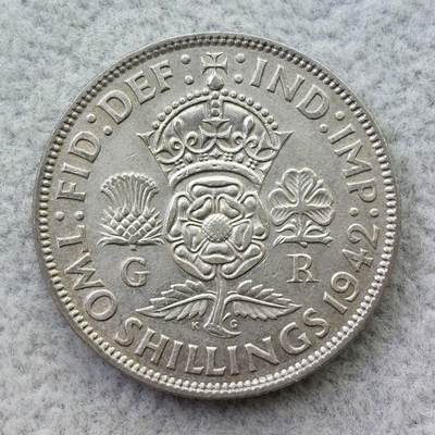 英国1942年乔治六世2先令（1佛罗林）银币 - 英国1942年乔治六世2先令（1佛罗林）银币