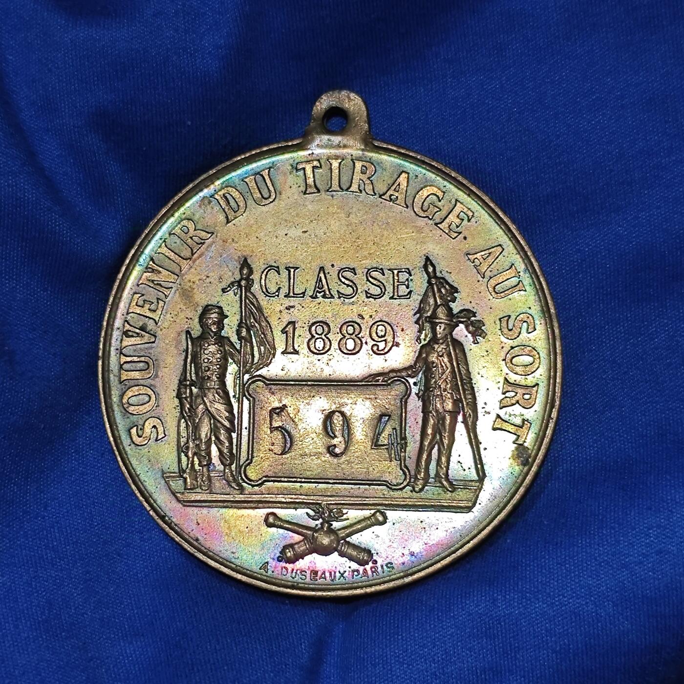 1889年法兰西共和国第594征兵站抽签征兵纪念铜章