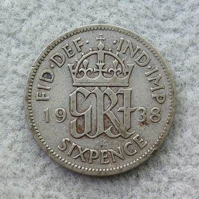 英国1938年乔治六世6便士银币 - 英国1938年乔治六世6便士银币