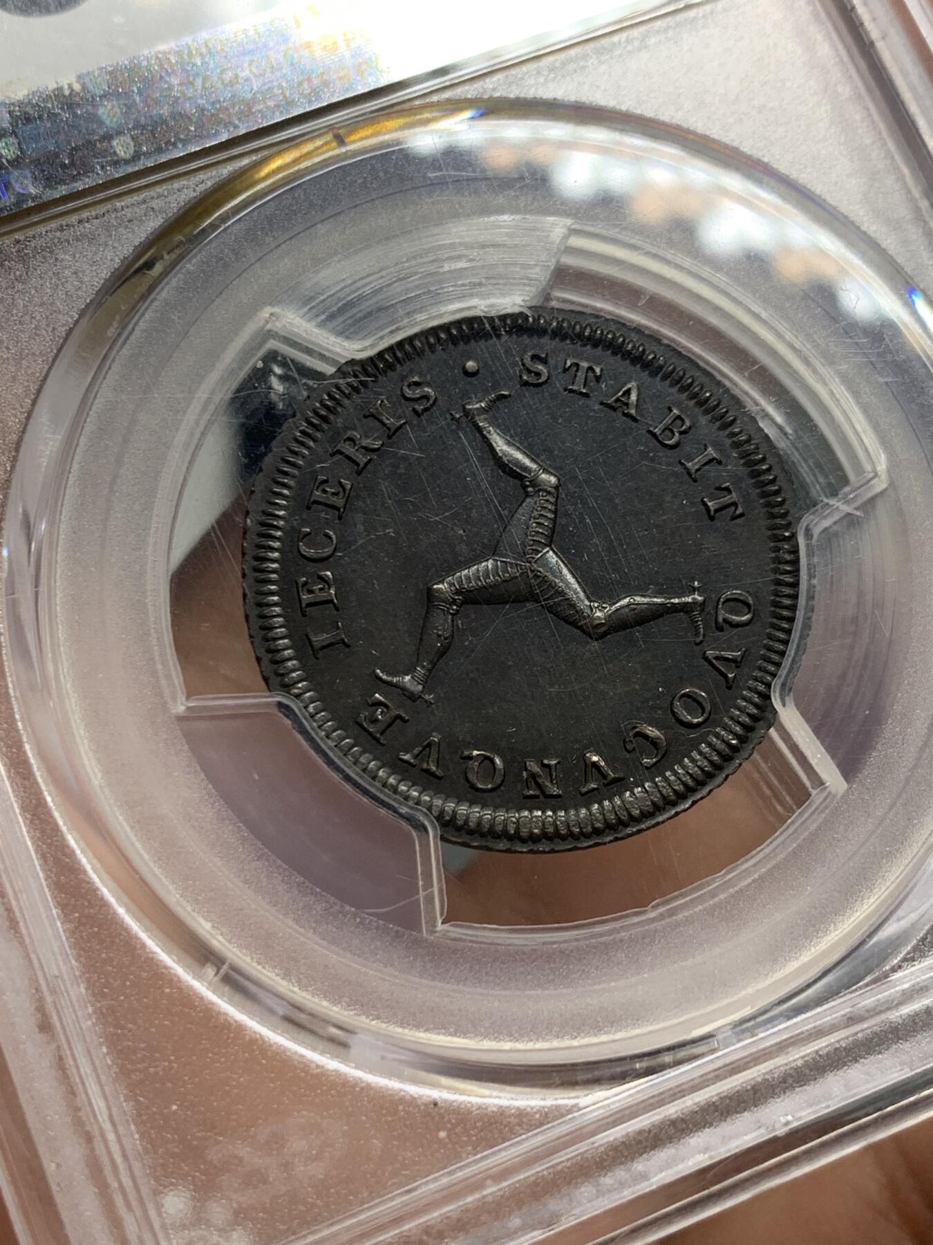 《竞宝斋》第332场 周日，周一 2场连拍 （全场包邮） PCGS PR63BN 马恩岛1786年乔治三世半便士铜币，书价极高