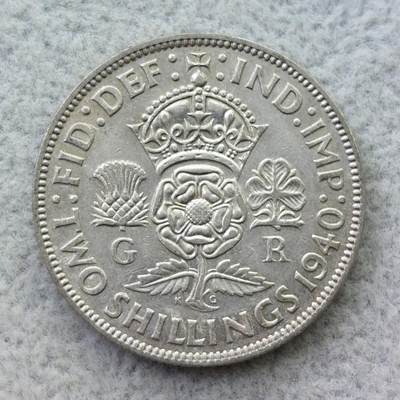 英国1940年乔治六世2先令（1佛罗林）银币 - 英国1940年乔治六世2先令（1佛罗林）银币