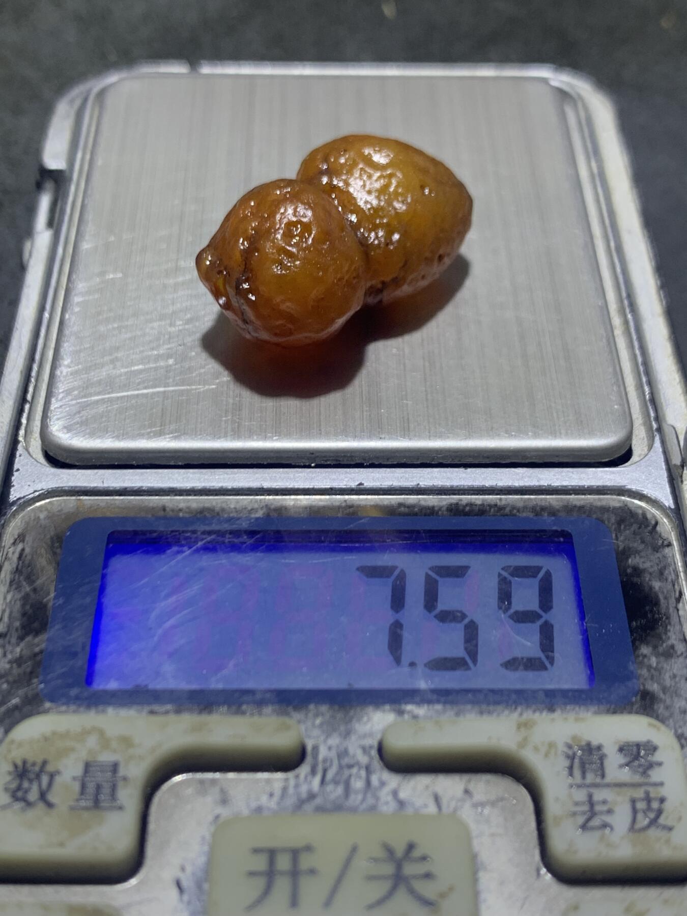 放福利！精美天然橘黄麻皮冰裂纹葫芦形阿拉善玛瑙原石珠子一颗