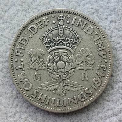 英国1943年乔治六世2先令（1佛罗林）银币 - 英国1943年乔治六世2先令（1佛罗林）银币