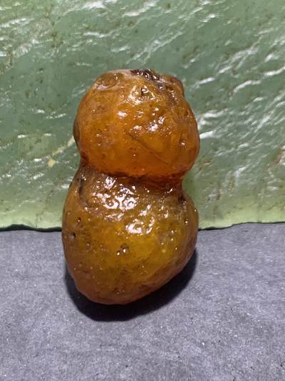 放福利！精美天然橘黄麻皮冰裂纹葫芦形阿拉善玛瑙原石珠子一颗 - 放福利！精美天然橘黄麻皮冰裂纹葫芦形阿拉善玛瑙原石珠子一颗