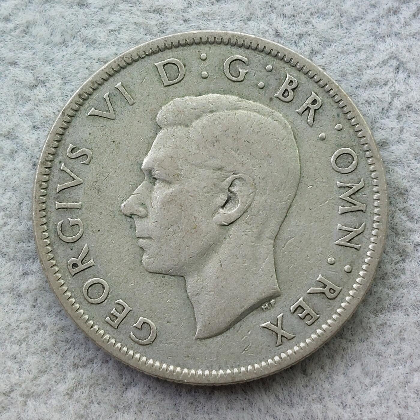 英国1945年乔治六世2先令（1佛罗林）银币
