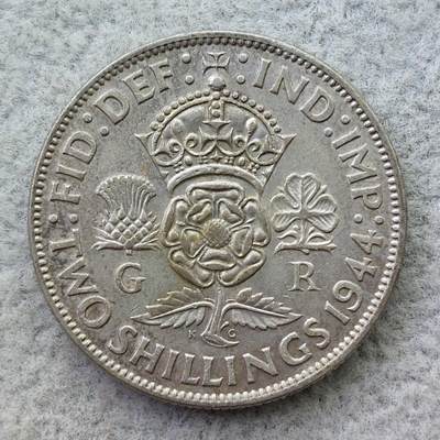 英国1944年乔治六世2先令（1佛罗林）银币 - 英国1944年乔治六世2先令（1佛罗林）银币