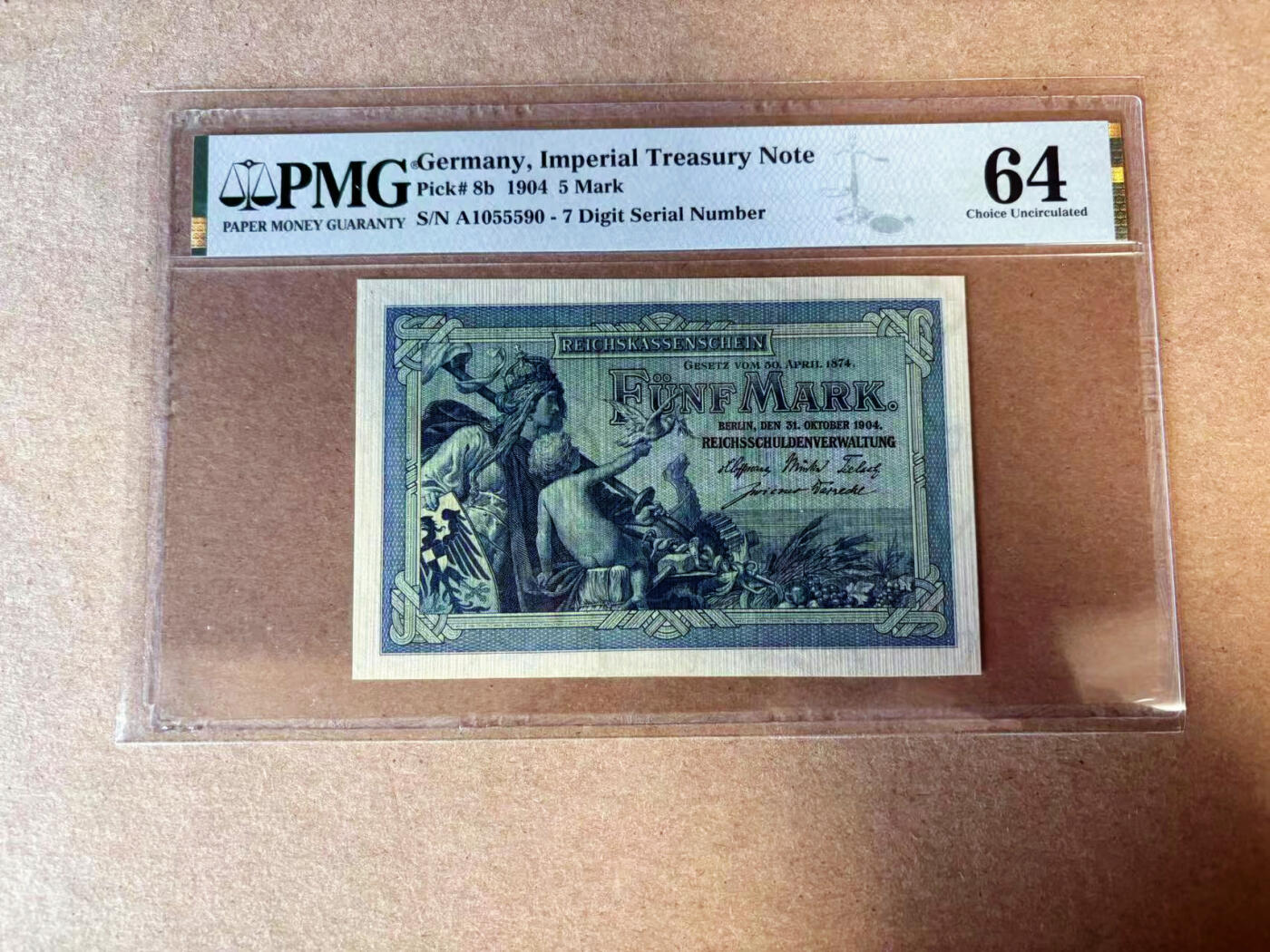 【Blue Auction】✨世界纸币精拍第585期【精】 【A冠无47】德国 1904年5马克 PMG64