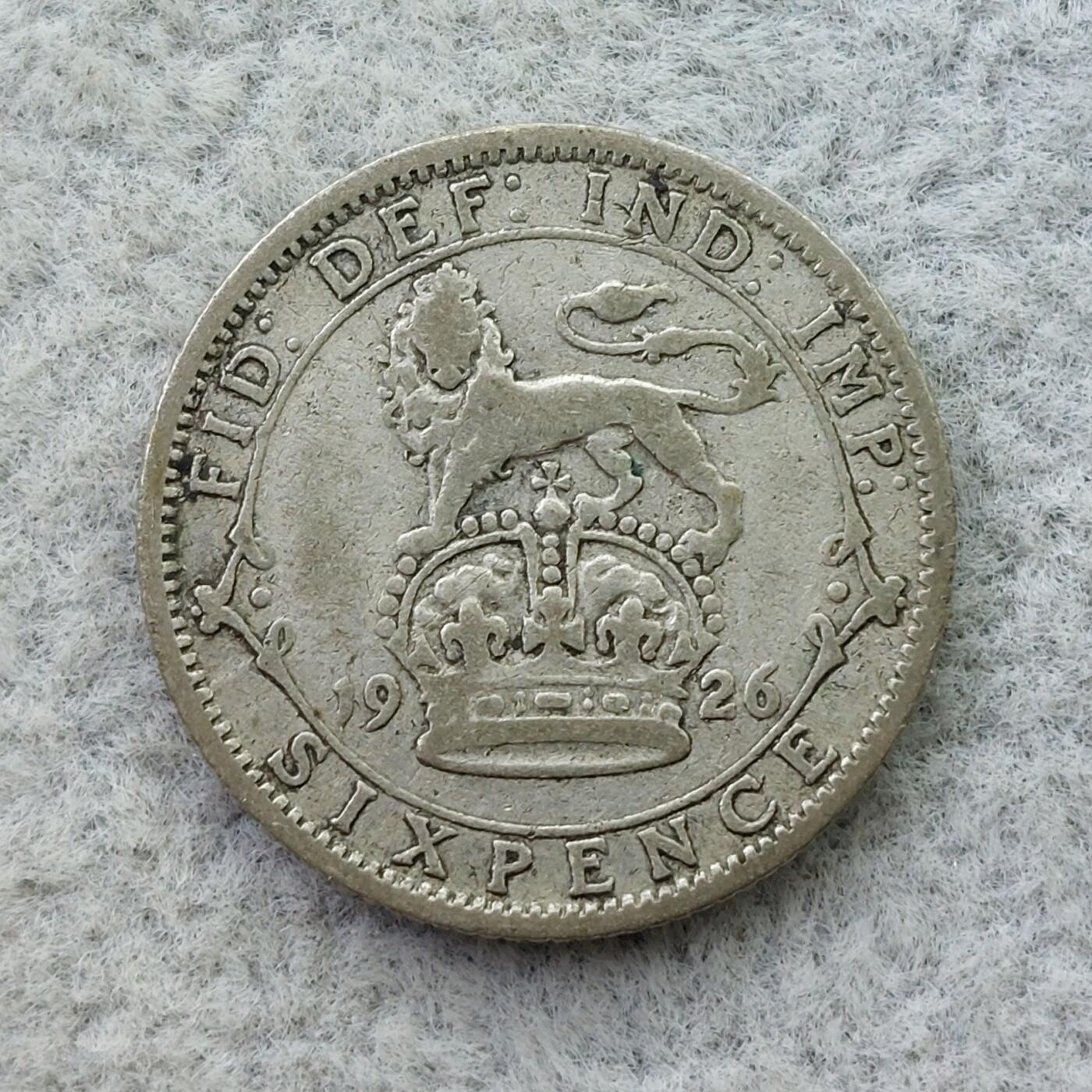 英国1926年乔治五世6便士银币