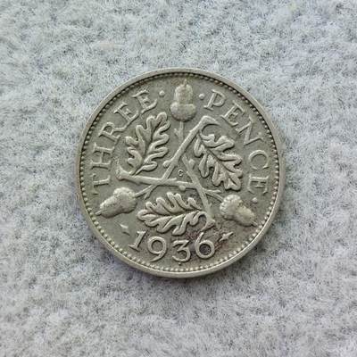 英国1936年乔治五世3便士银币 - 英国1936年乔治五世3便士银币