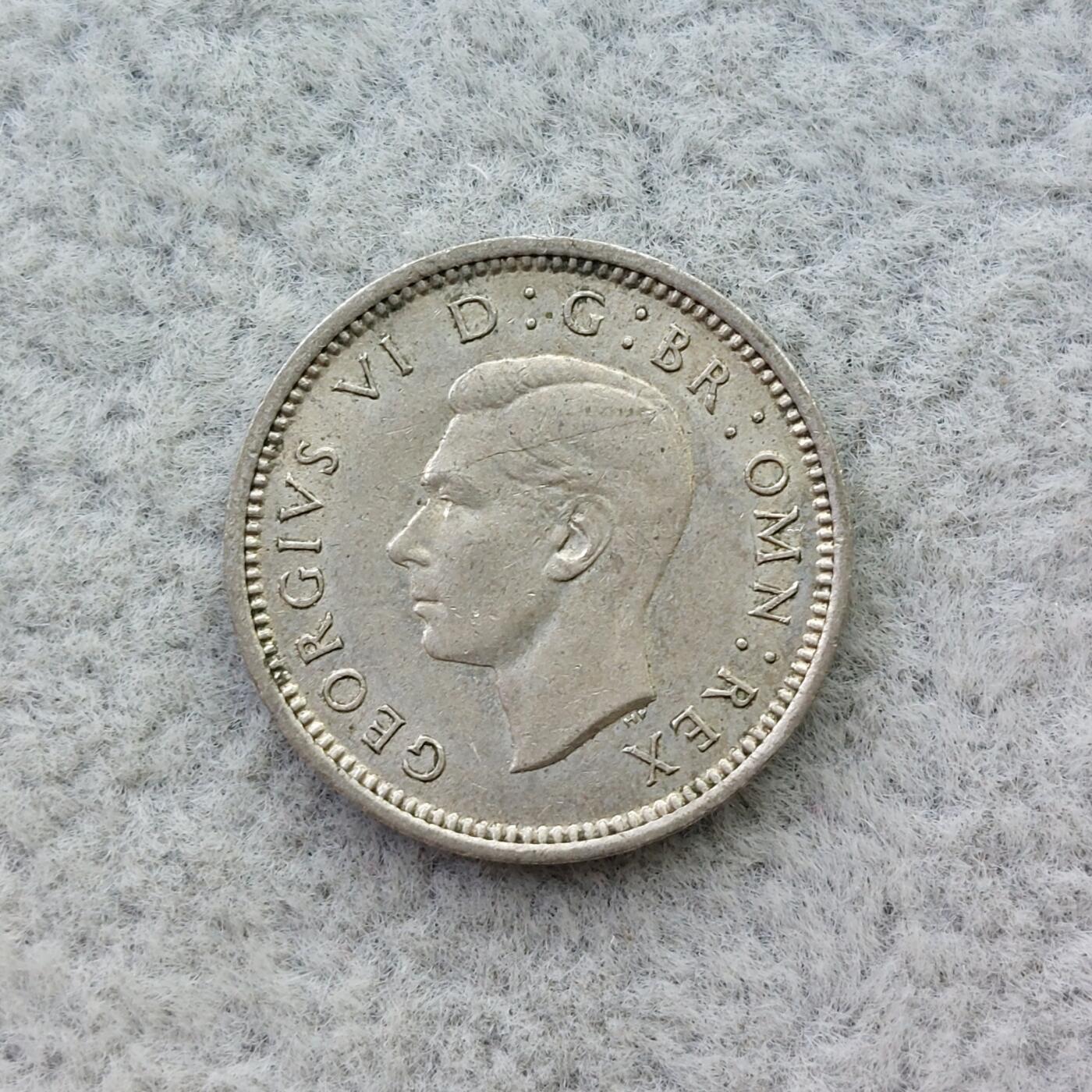 英国1943年乔治六世3便士银币