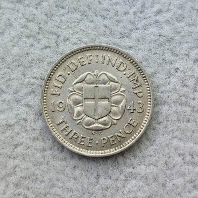 英国1943年乔治六世3便士银币 - 英国1943年乔治六世3便士银币