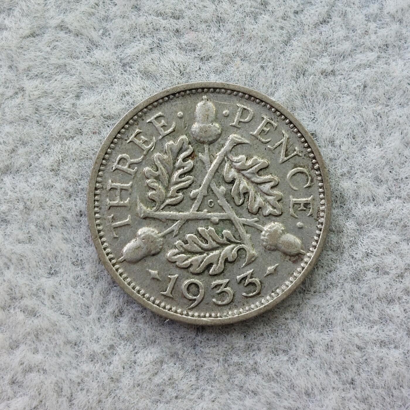 英国1933年乔治五世3便士银币