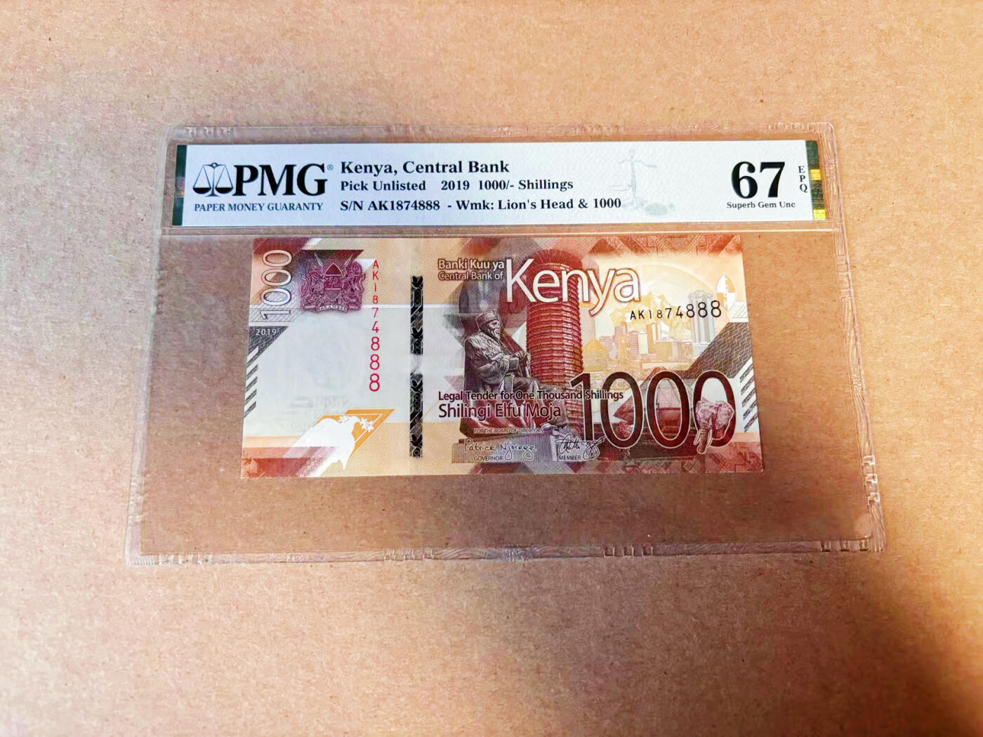 【Blue Auction】✨世界纸币精拍第586期【精】 【888豹子号】肯尼亚 2019年1000先令 PMG67EPQ 高分