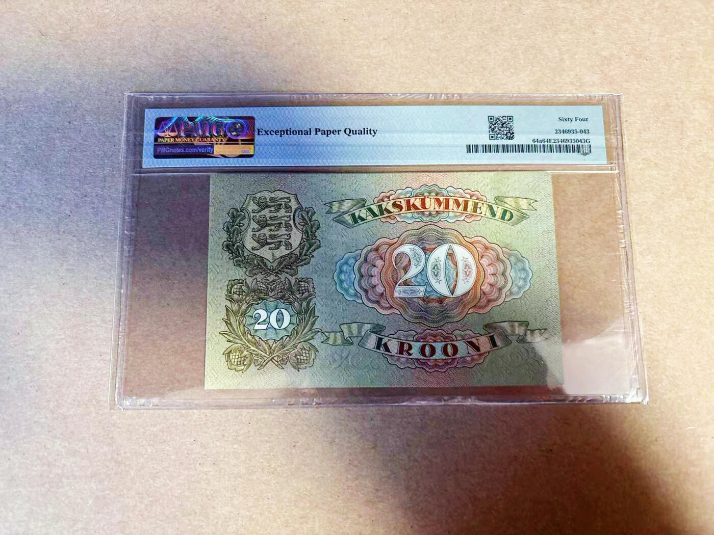 【Blue Auction】✨世界纸币精拍第586期【精】 爱沙尼亚 1932年20克朗 PMG64EPQ 