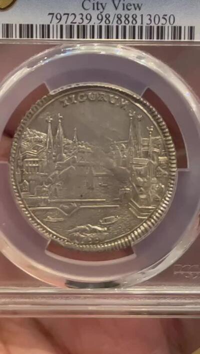 PCGS-UNCD 1753瑞士苏黎世城市景观半泰勒