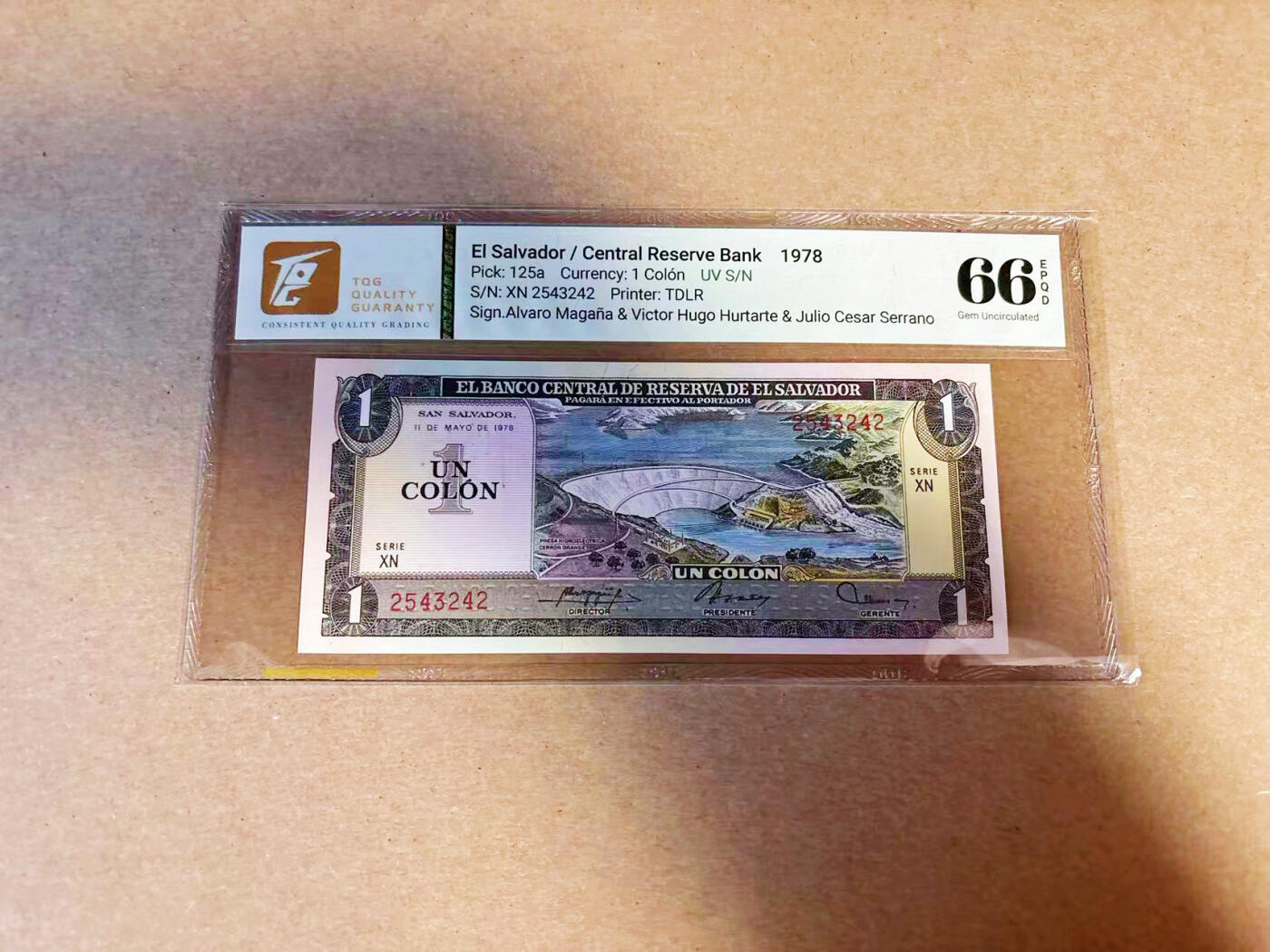 【Blue Auction】✨世界纸币精拍第586期【精】 萨尔瓦多 1978年1克朗 TQG66EPQ 