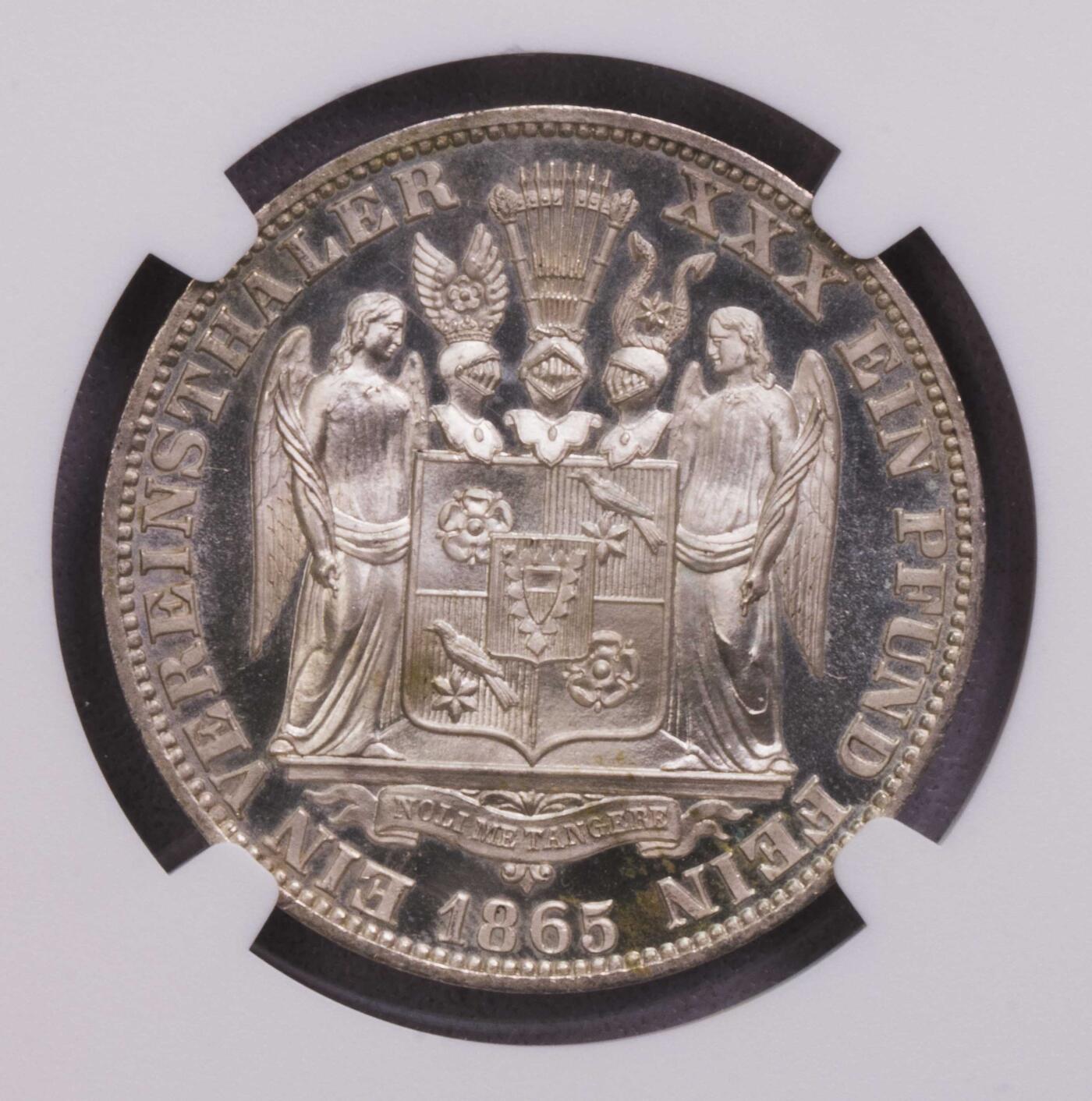 NGC-PF65CAMEO 1865绍姆堡利普天使泰勒银币
