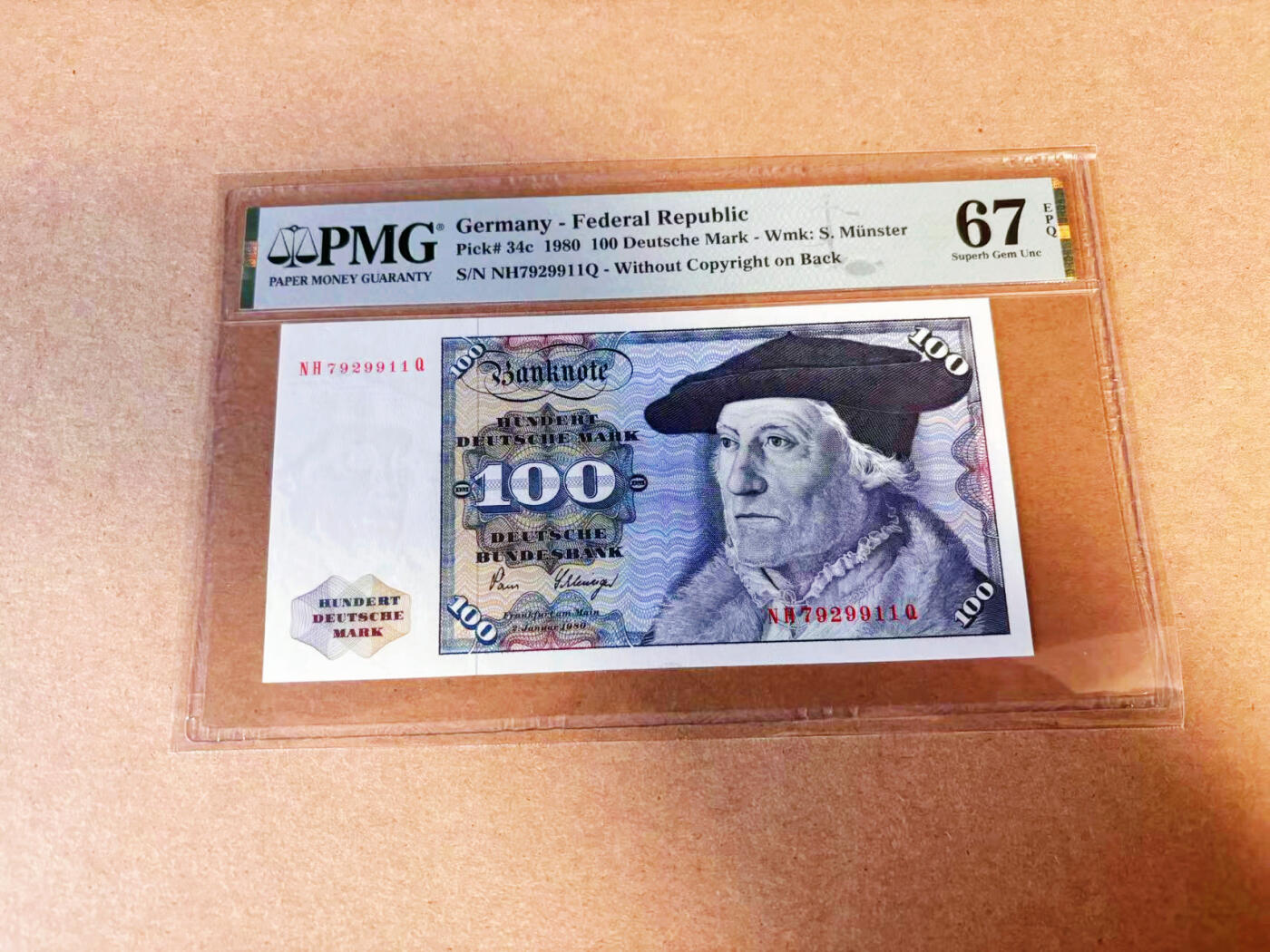 【Blue Auction】✨世界纸币精拍第586期【精】 德国 1980年100马克 明斯特 PMG67EPQ 高分