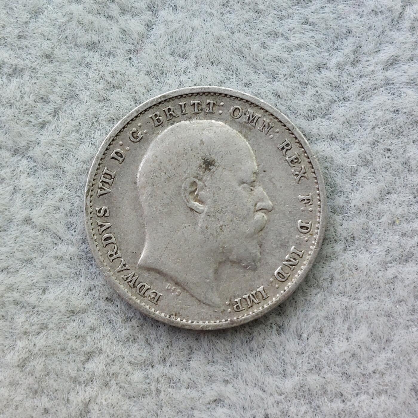 英国1907年爱德华七世3便士银币