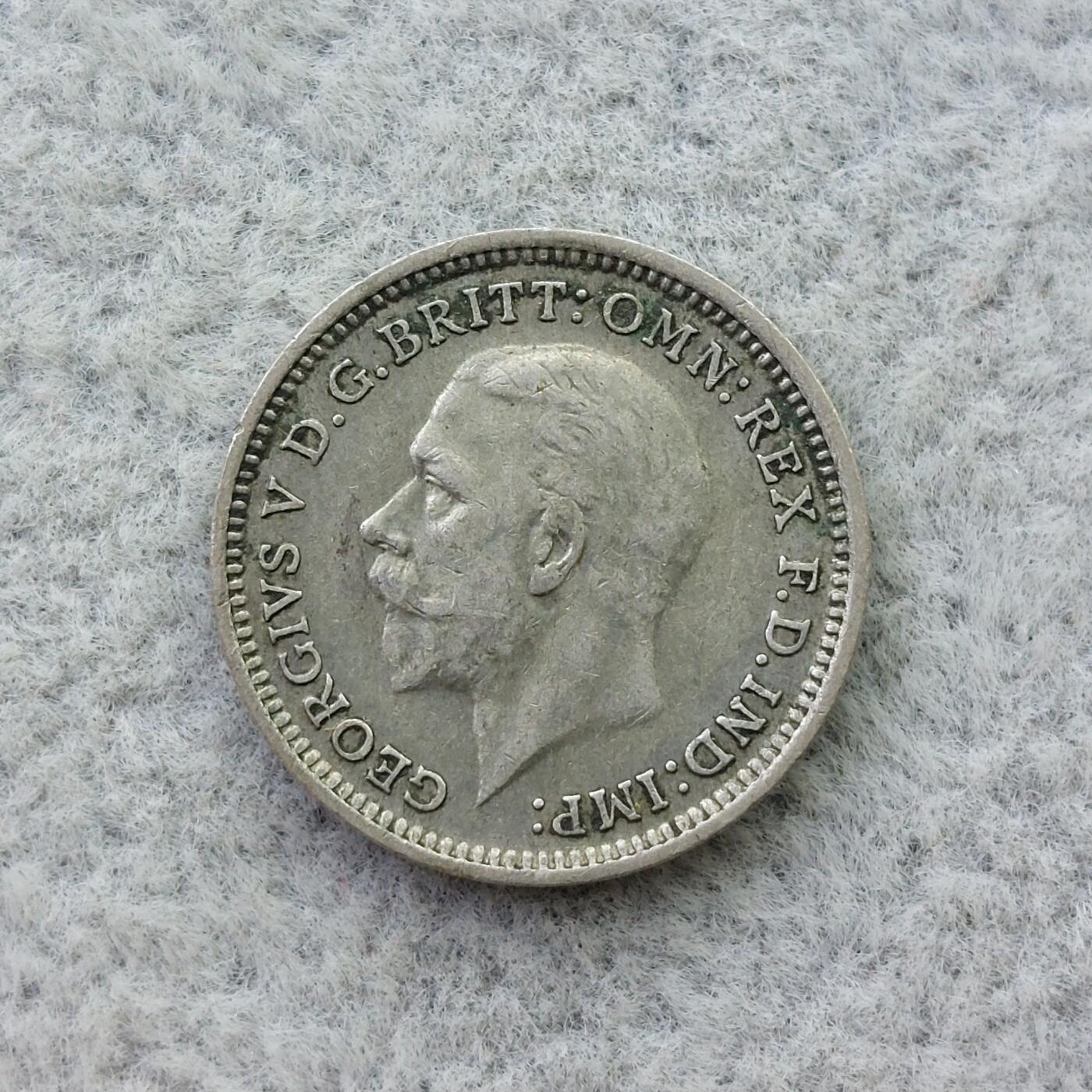 英国1928年乔治五世3便士银币