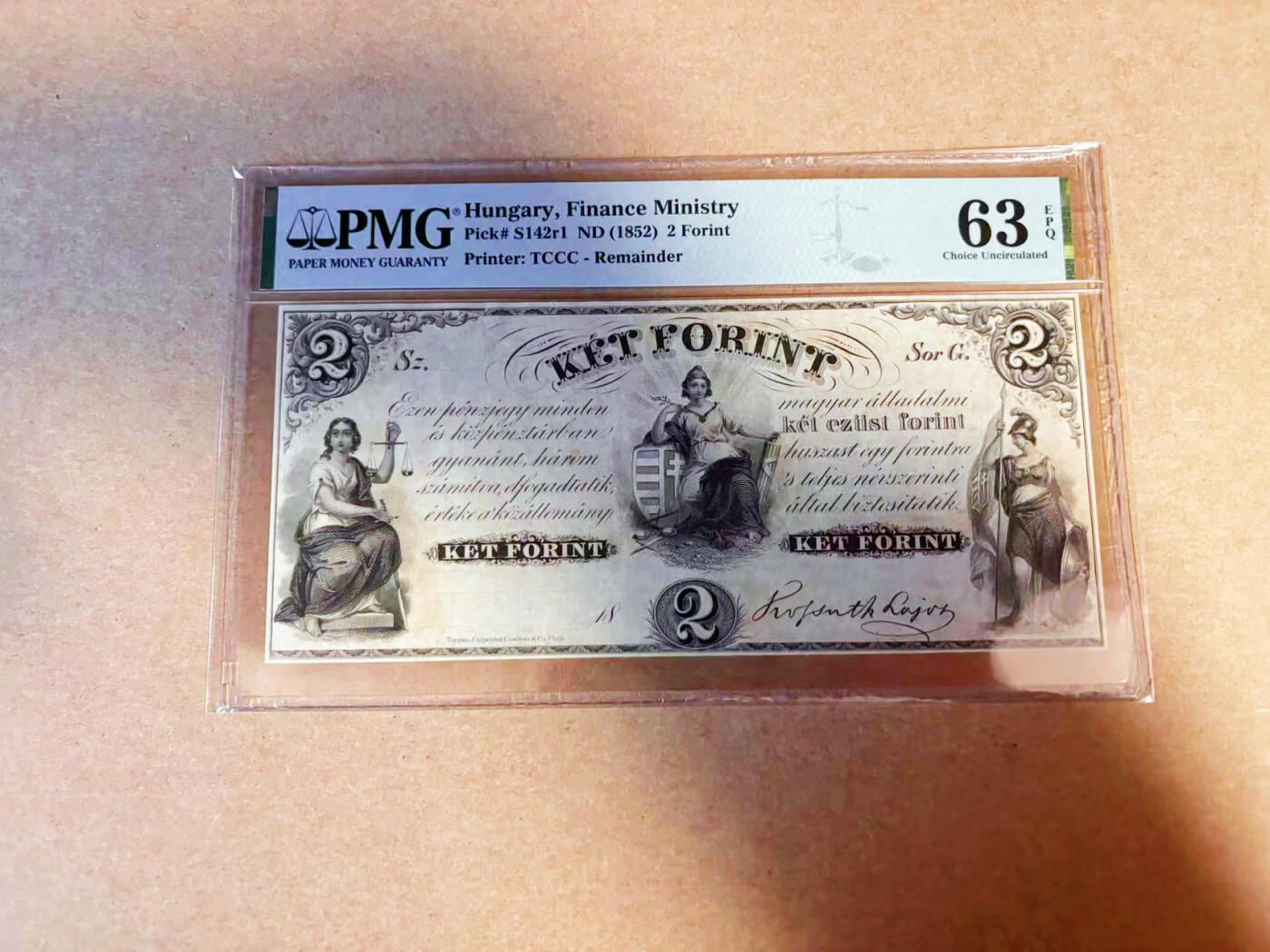 【Blue Auction】✨世界纸币精拍第586期【精】 匈牙利 1852年2福林 PMG63EPQ 