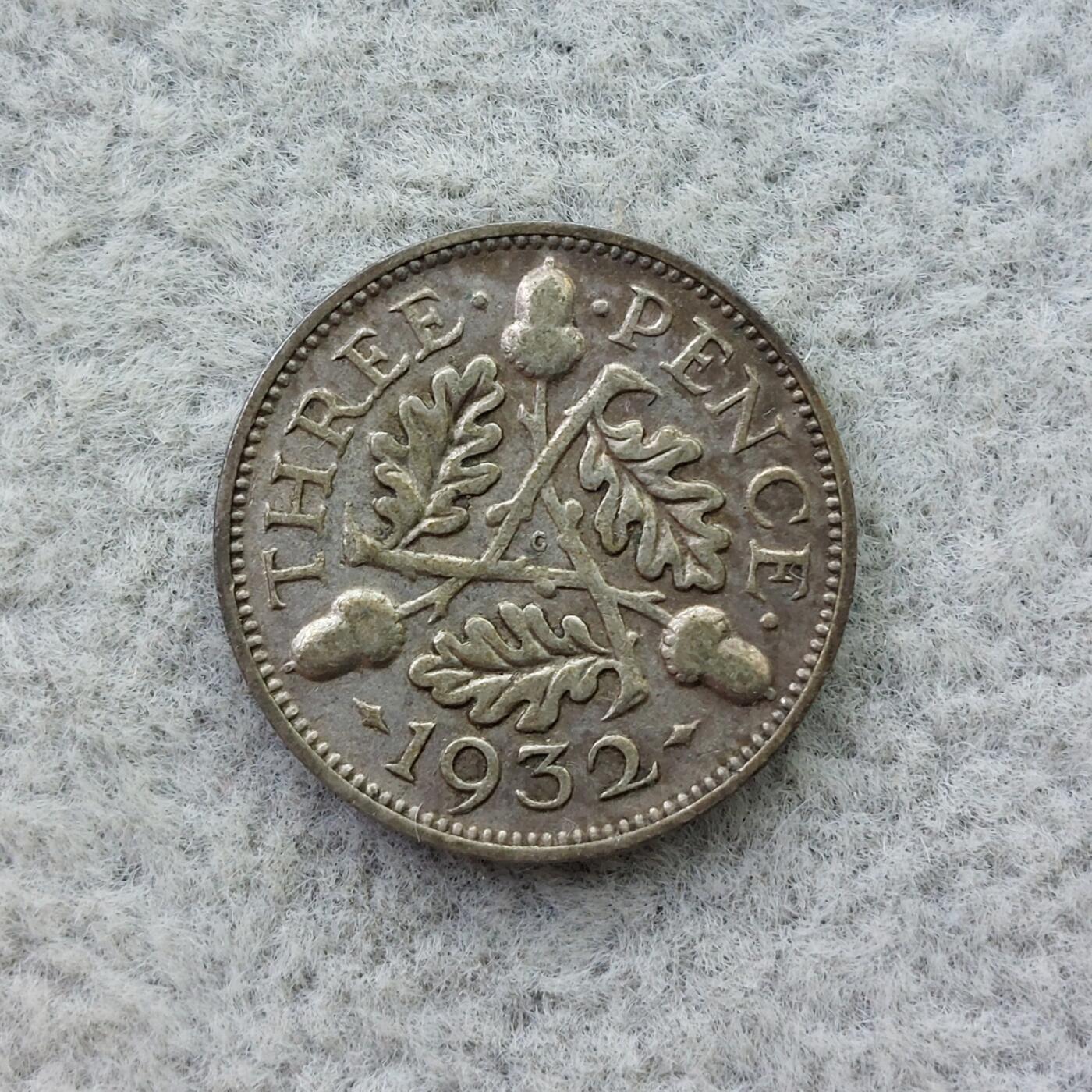 英国1932年乔治五世3便士银币