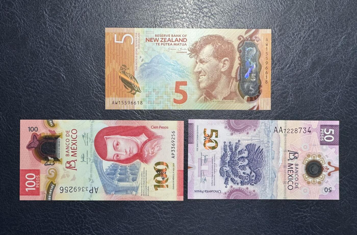 收藏联盟Quantum Auction 第395期拍卖  新西兰2015年5元和墨西哥2021年50比索AA冠和2020年100比索 品相全新UNC IBNS获奖作品