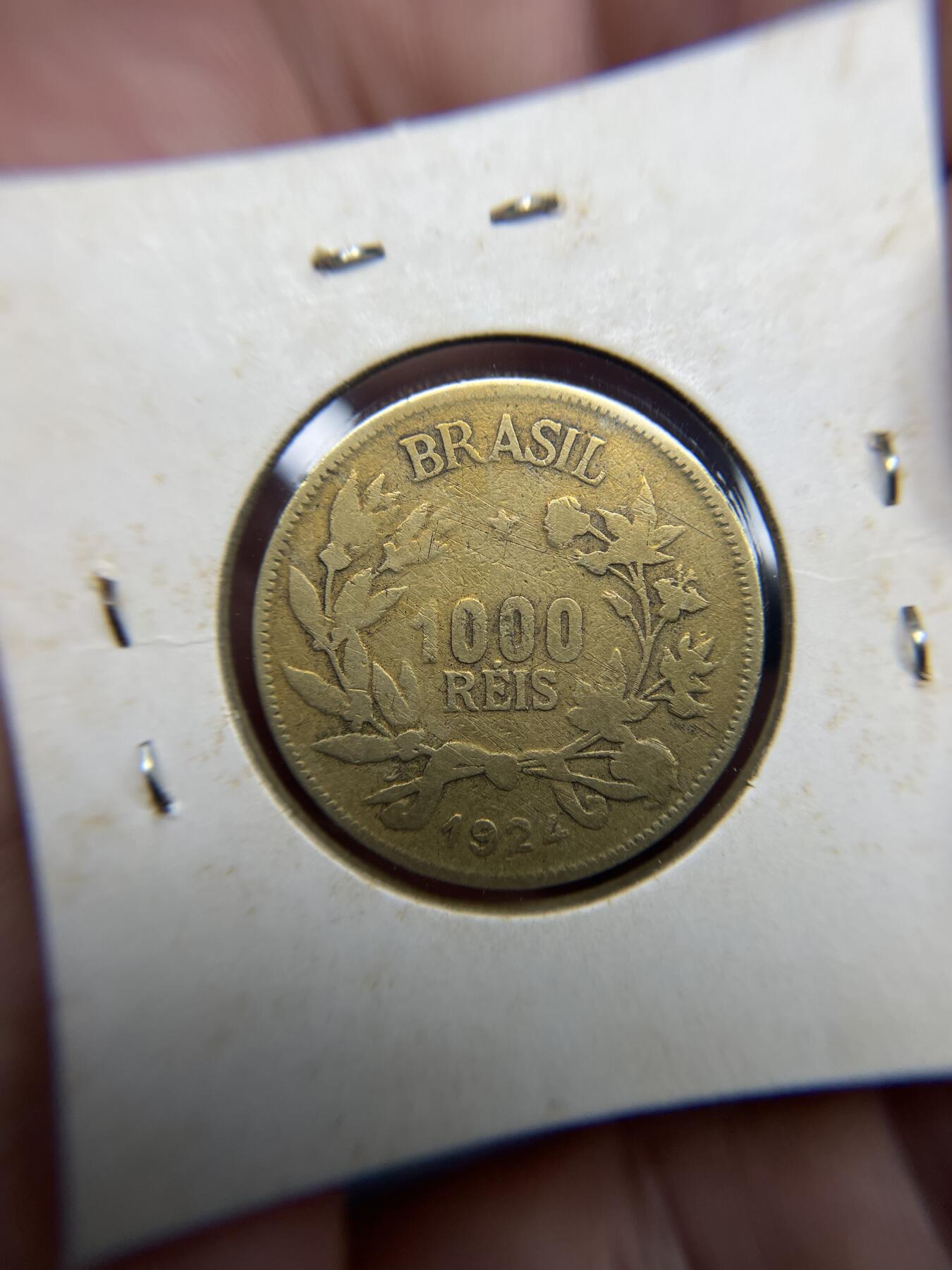 每日一拍，2024年集古藏今外币拍卖第十八期-第6场—（总第176拍），可以寄存60天，满160元包邮。 1924年巴西1000瑞斯