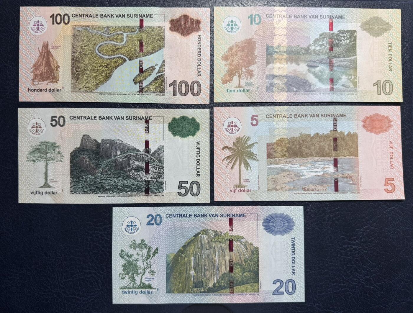 收藏联盟Quantum Auction 第395期拍卖  苏里南2012-20年5到100元 品相全新UNC