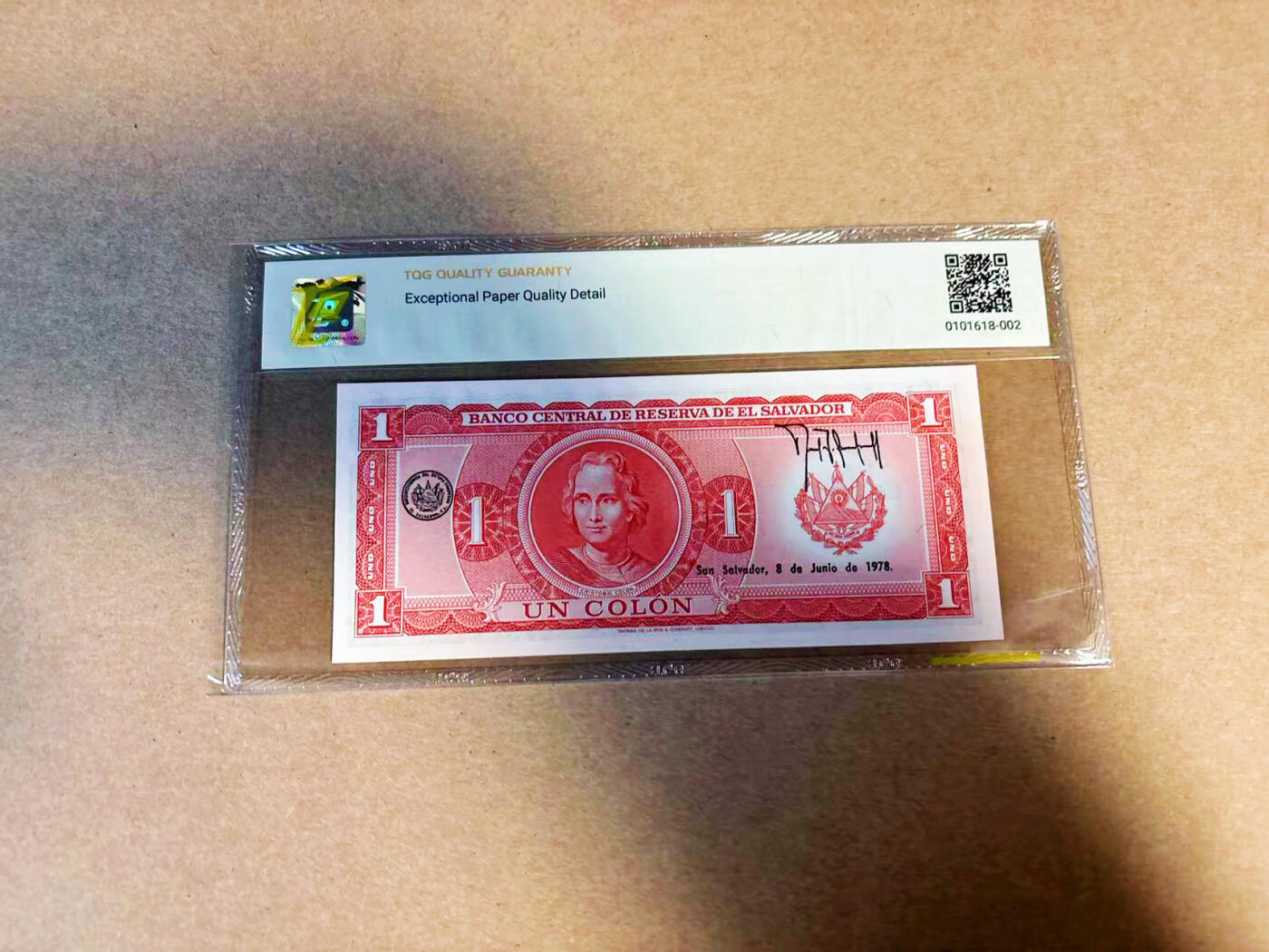 【Blue Auction】✨世界纸币精拍第586期【精】 萨尔瓦多 1978年1克朗 TQG66EPQ 