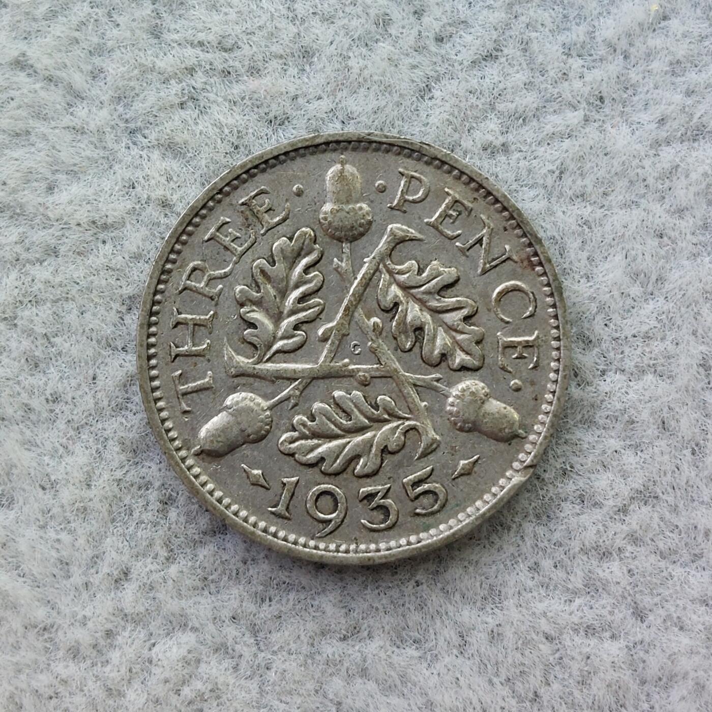 英国1935年乔治五世3便士银币