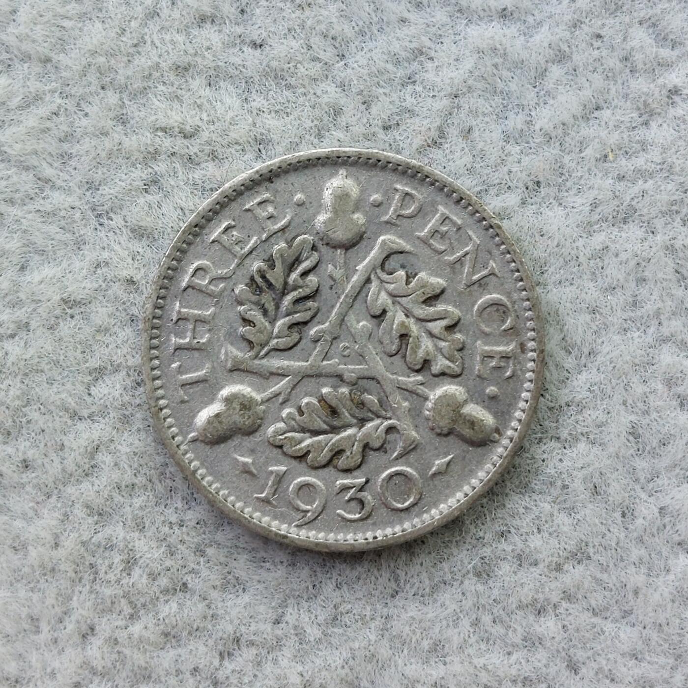 英国1930年乔治五世3便士银币