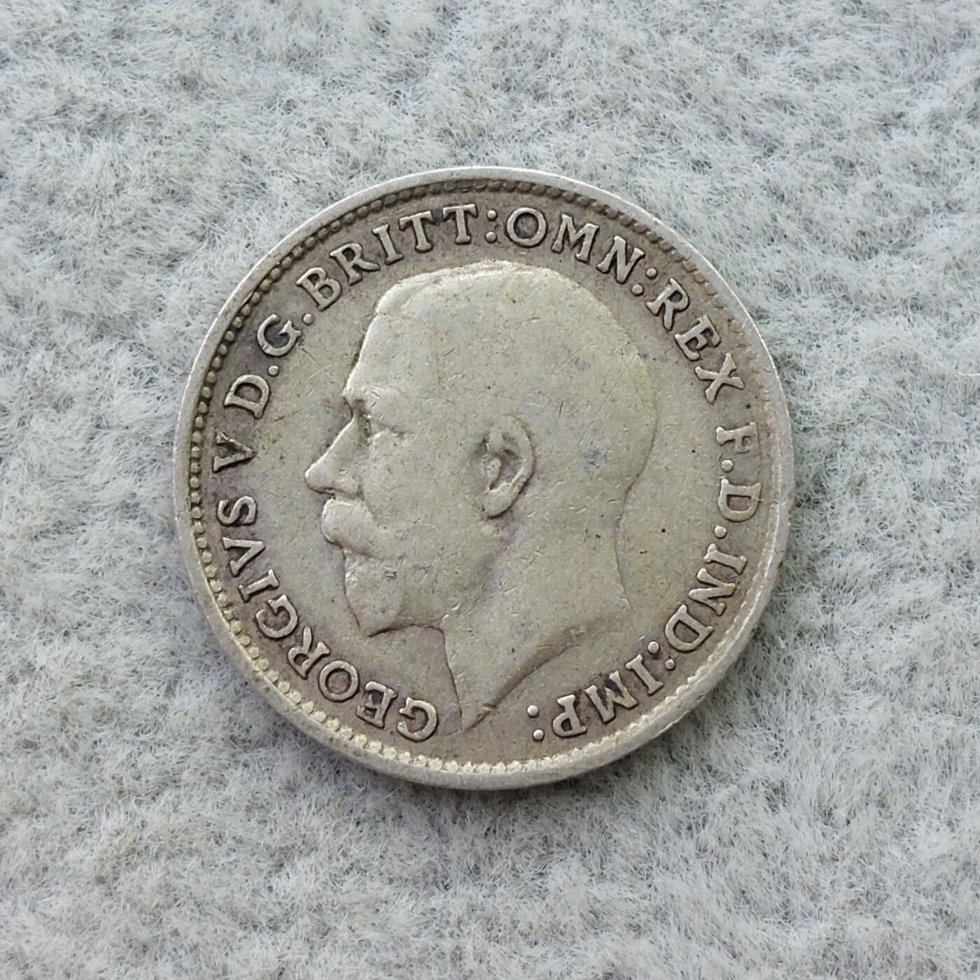 英国1919年乔治五世3便士银币