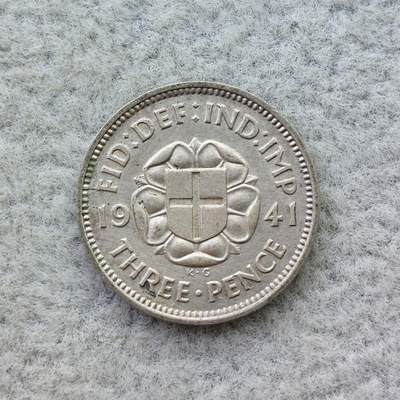 英国1941年乔治六世3便士银币 - 英国1941年乔治六世3便士银币