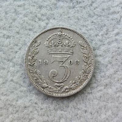 英国1907年爱德华七世3便士银币 - 英国1907年爱德华七世3便士银币
